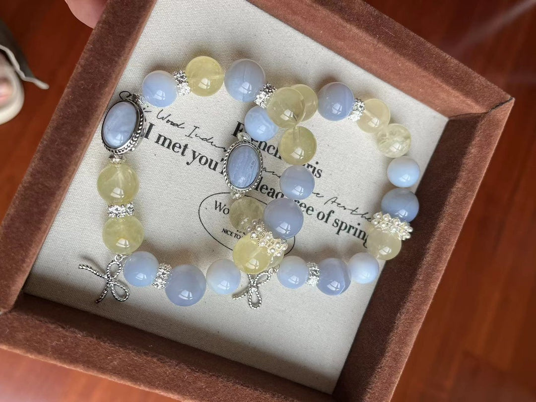 Energy luck Blue agate Fancy yellow crystal