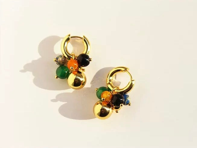 Colored ball earrings