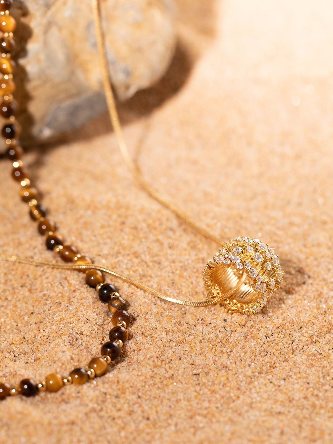 Tiger eyes layered necklace