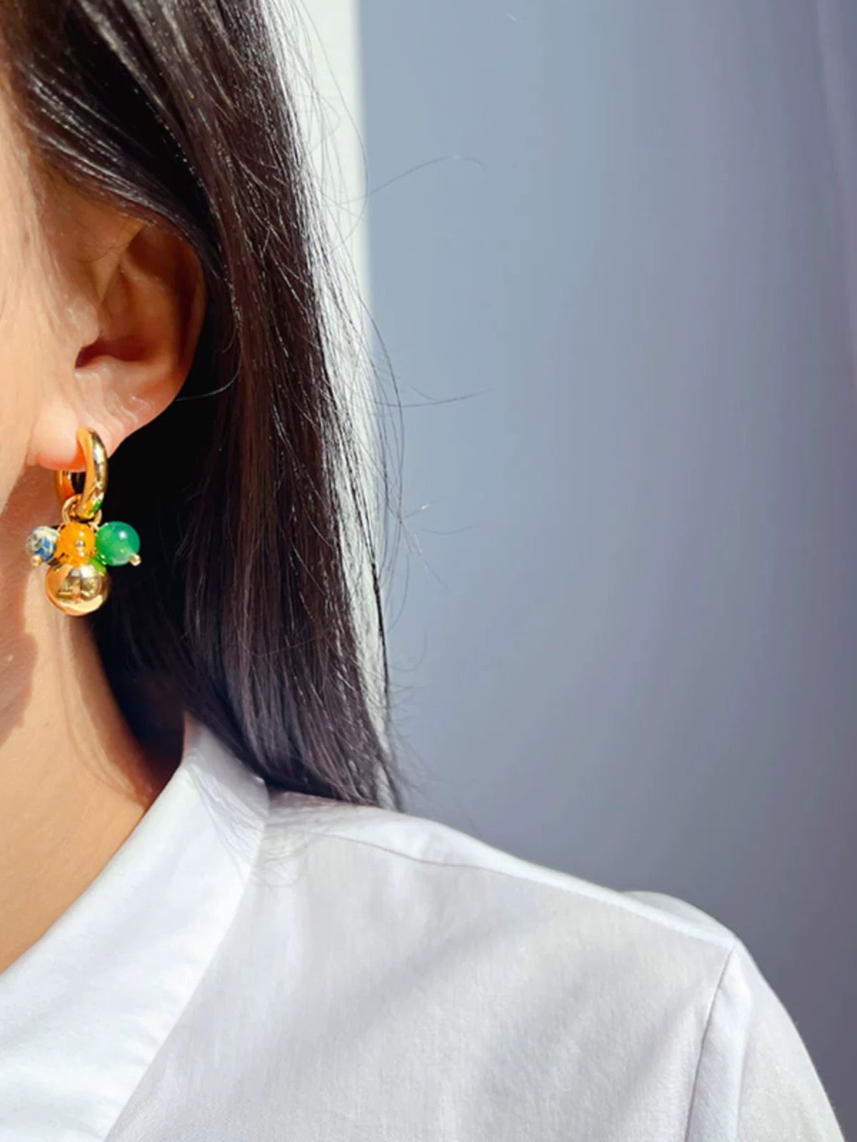 Colored ball earrings