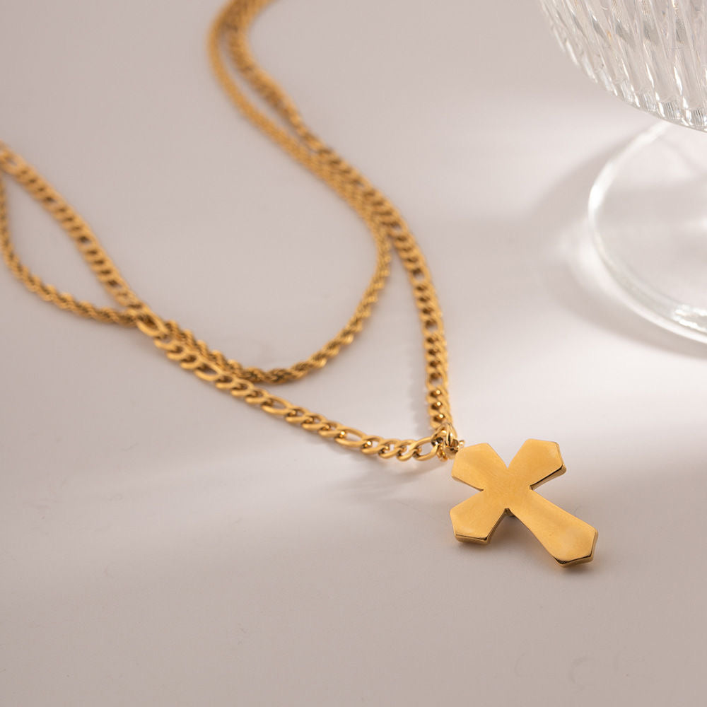 Hammered cross necklace and earrings