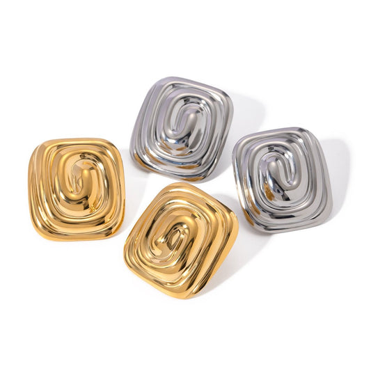 Swirl/Square stud earrings