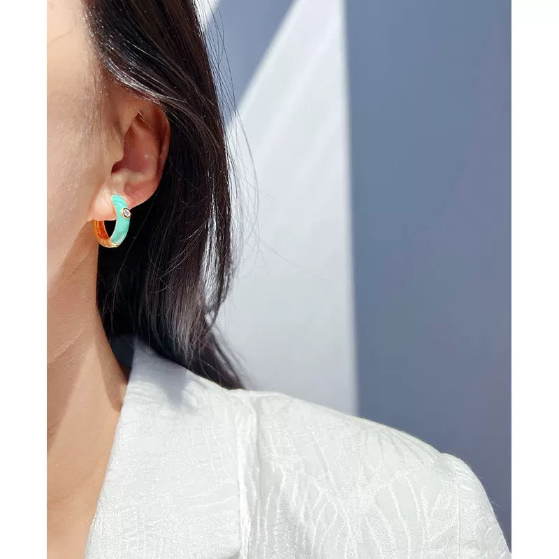 Green C-earrings